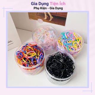 Hộp dây chun 500 dây,dây nịt buộc tóc, dây thun buộc tóc dạng màu sắc cho  bé gái
