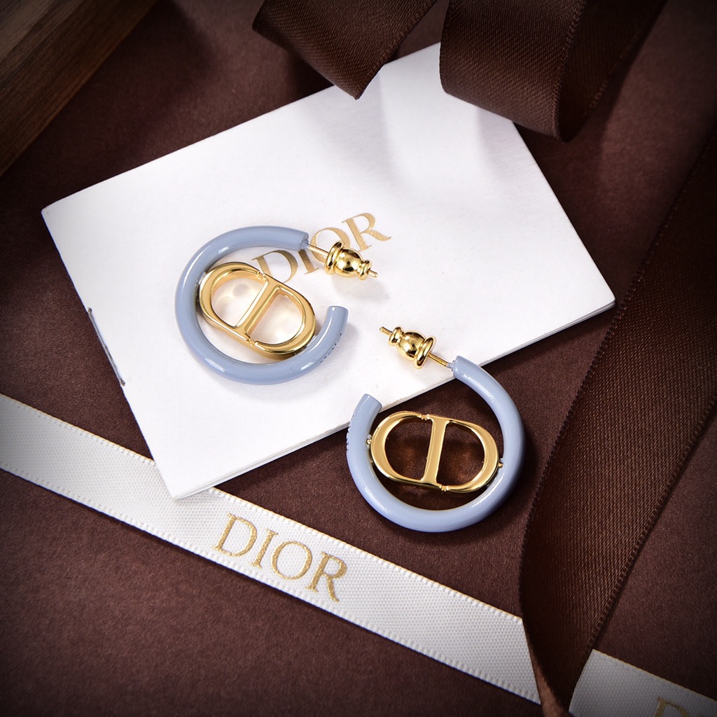 Bông tai tròn nữ Dior CD thiết kế trang trí logo độc đáo