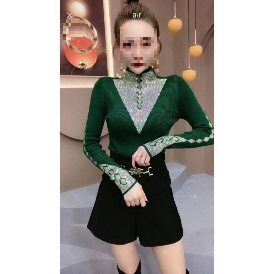 Áo Cổ Cao Đính Đá Phong Cách Retro Hong Kong Thời Trang Xuân Thu 2022 Mới