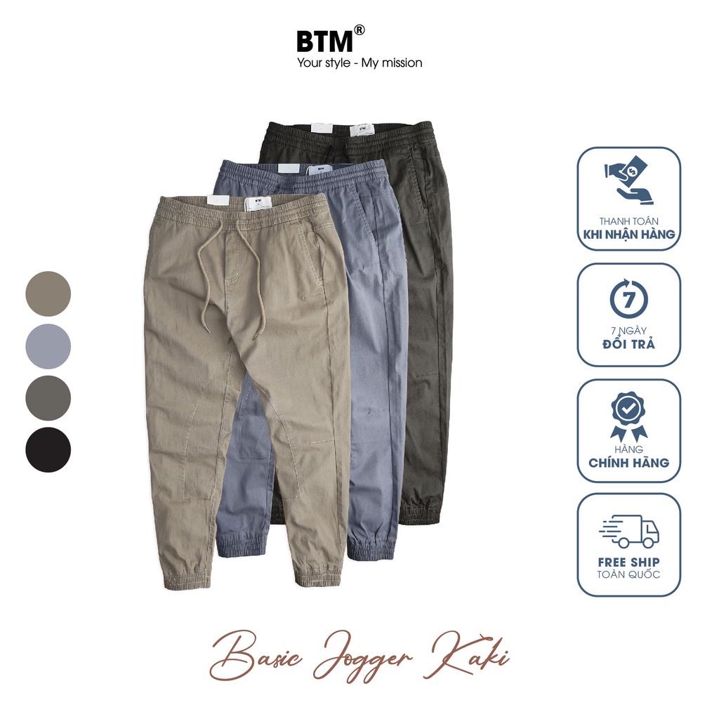 Quần Jogger Nam Cạp Chun Dây Rút Có Bo Ống Vải Kaki - 12.429 - BTM Studios