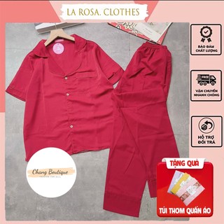 Bộ đồ ngủ mặc nhà tay ngắn lụa mango, đồ bộ pyjama mặc nhà lụa trơn mềm mịn sang chảnh