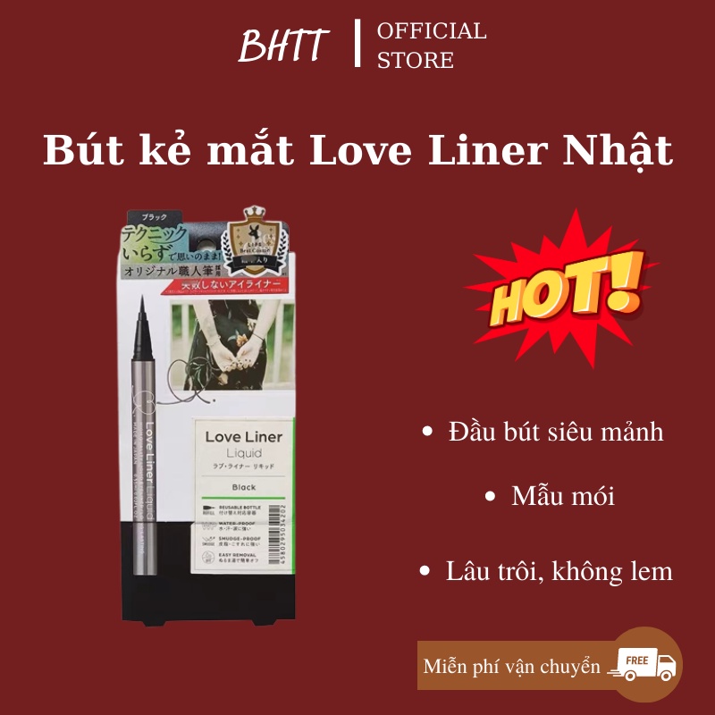 Bút kẻ mắt nước LOVE LINER nhật bản không thấm nước, bền màu, lâu trôi đầu kẻ siêu mảnh 0,1mm Love Liner Liquid Màu Đen