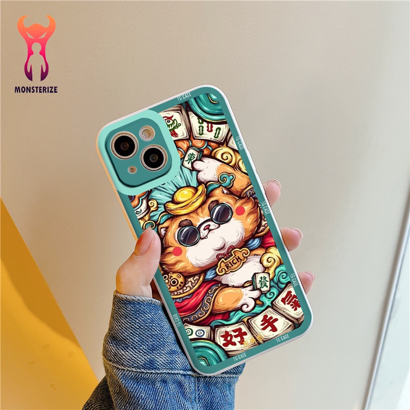 Ốp lưng cạnh vuông hình mèo thần tài Cho iPhone 11 / 12 / 13 Promax 6 / 7 / 8 Plus / X / XR / Xs Max - ng872