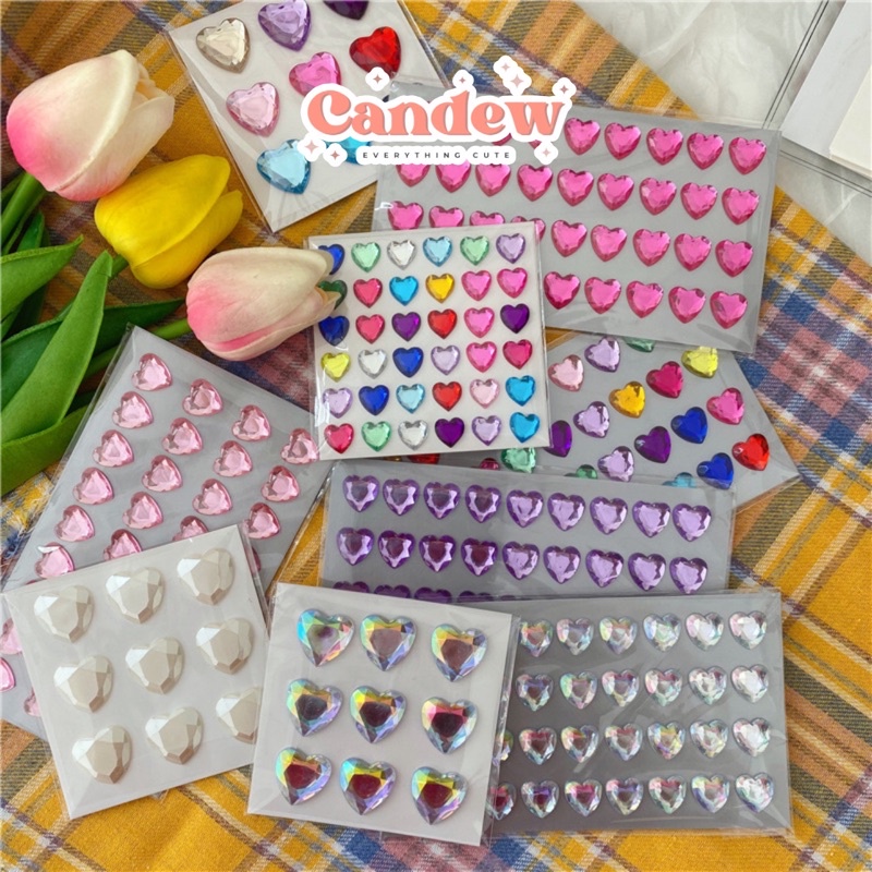 Miếng sticker hình dán đa năng Y2K hình gems trái tim đáng yêu A002