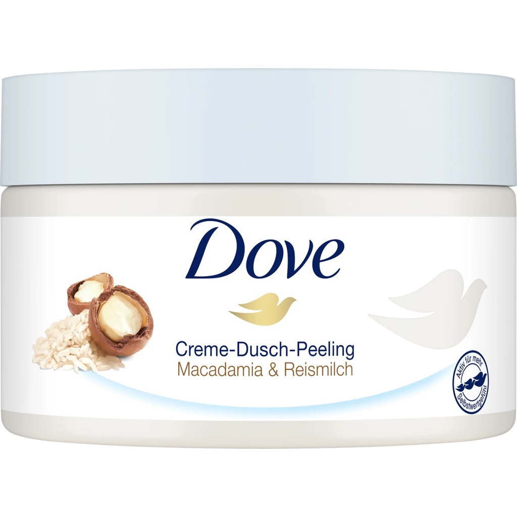 Tẩy Da Chết DOVE, Tẩy Da Chết Body Giúp Da Sáng Mịn Hàng Nội Địa Đức Chính Hãng Hũ 225ml