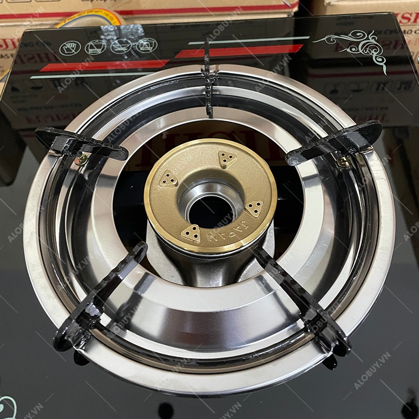 Bếp gas đơn chén đồng mặt kính FUJISHI FR-268D - Kính đen - Dùng bình gas lớn 6kg/ 12kg