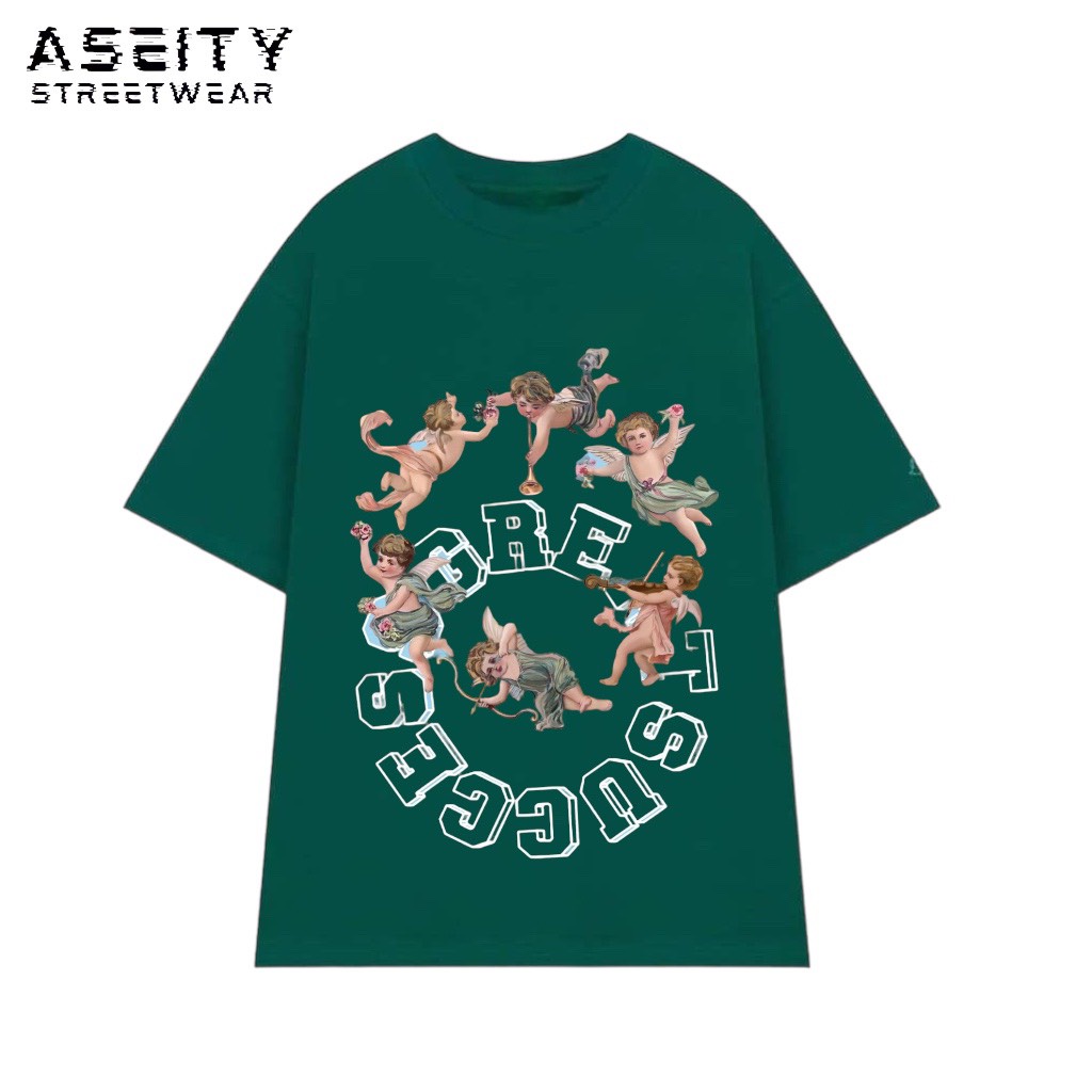 Áo thun ngắn tay nam nữ,fom vừa,local brand ASEITY cotton 100%.hoạ tiết thiên thần