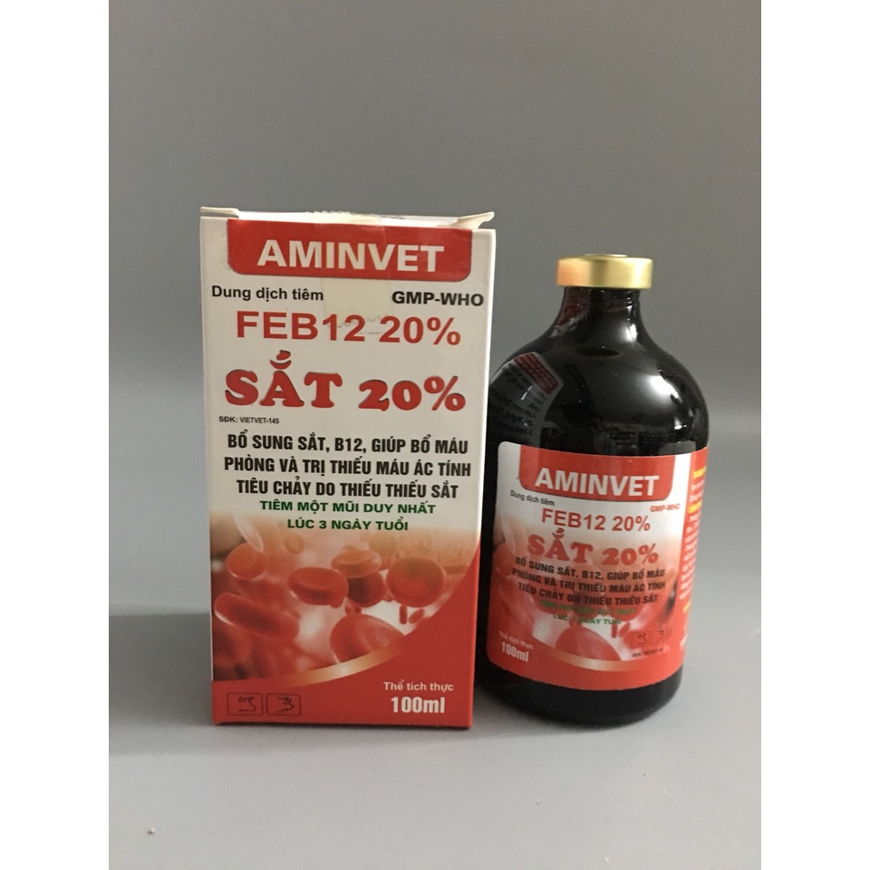 Lọ 20ml, 100ml Sắt B12 20% Aminvet