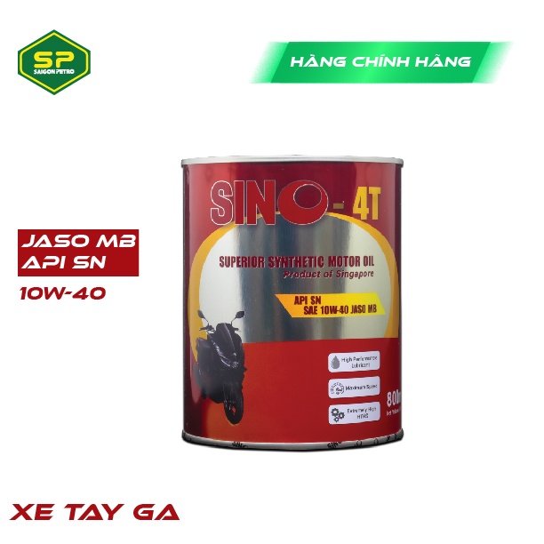 Dầu nhớt xe ga 4 kỳ cao cấp Saigon Petro - Sino 4T SN 10W-40, Dung tích 0.8 lít