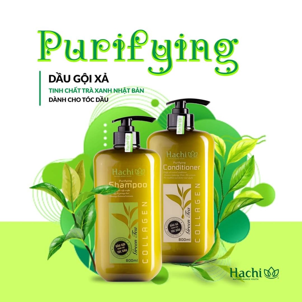 CẶP DẦU GỘI XẢ HACHI TRÀ XANH DÀNH CHO TÓC BẾT DẦU