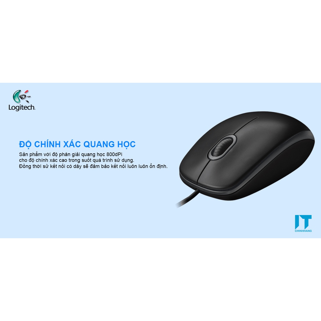 Chuột máy tính có dây logitech b100, hàng OEM, bảo hành 12 tháng