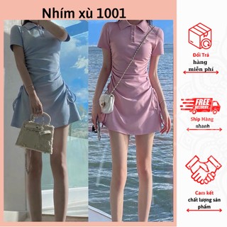 Đầm Polo Body Dây Rút 2 Bên Sườn Sang Chảnh Chất Cotton Mịn Đẹp Co Giãn 4 chiều