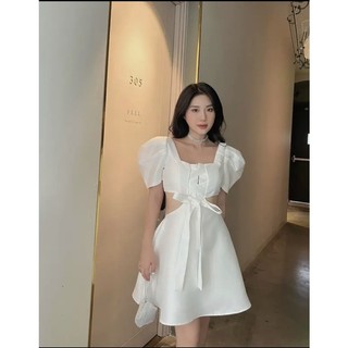 đầm xòe cut out dự tiệc màu trắng sang chảnh ( thời trang bigsize vicky.g - anitagreen) n323