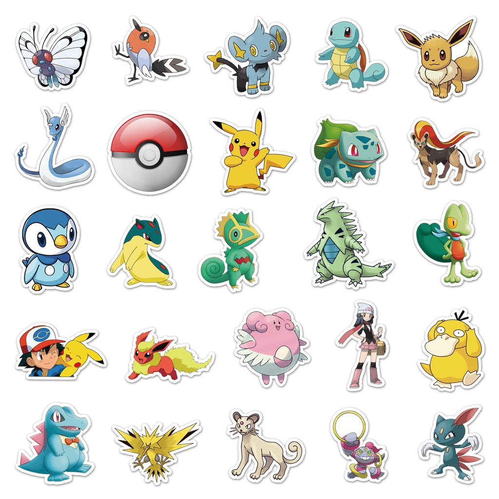 Bộ 100 Miếng Dán Trang Trí Xe Hơi / Nhà Cửa Hình Pokemon Pikachu Vui Nhộn Chống Thấm Nước DIY