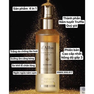 Xịt khoáng căng bóng da tinh chất bơ và vàng 24k d’Alba 100ml nội địa Hàn