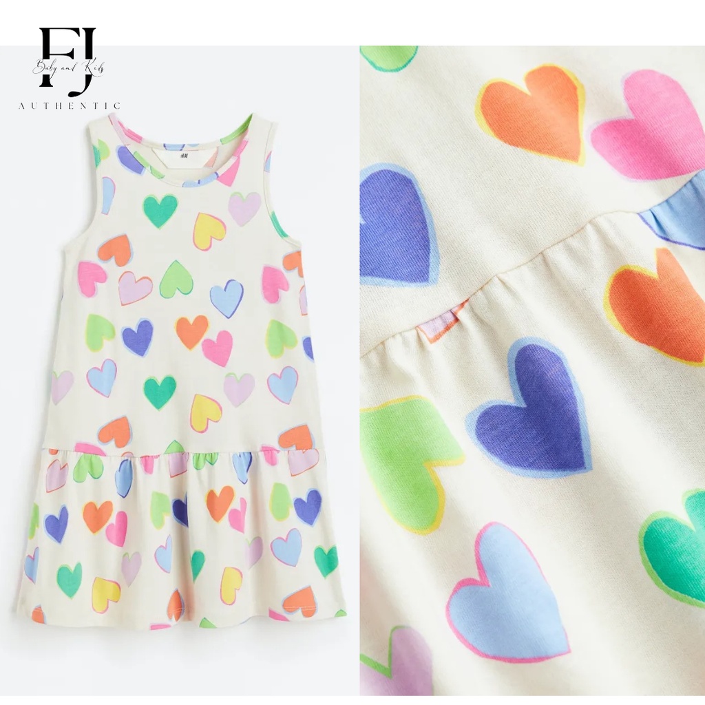 Váy bé gái HM, đầm sát nách cotton mùa hè siêu mát cho bé 1-10 tuổi Authentic