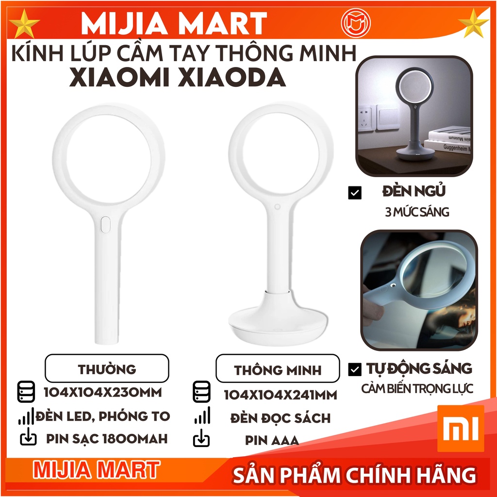 ✅ Kính lúp cầm tay thông minh Xiao Da. Kính lúp có đèn led  đa năng đèn ngủ pin 1800mah