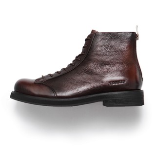 Giày boot nam cao cổ BF Lineman màu nâu, giày công sở da bò thật khoá kéo TONKIN