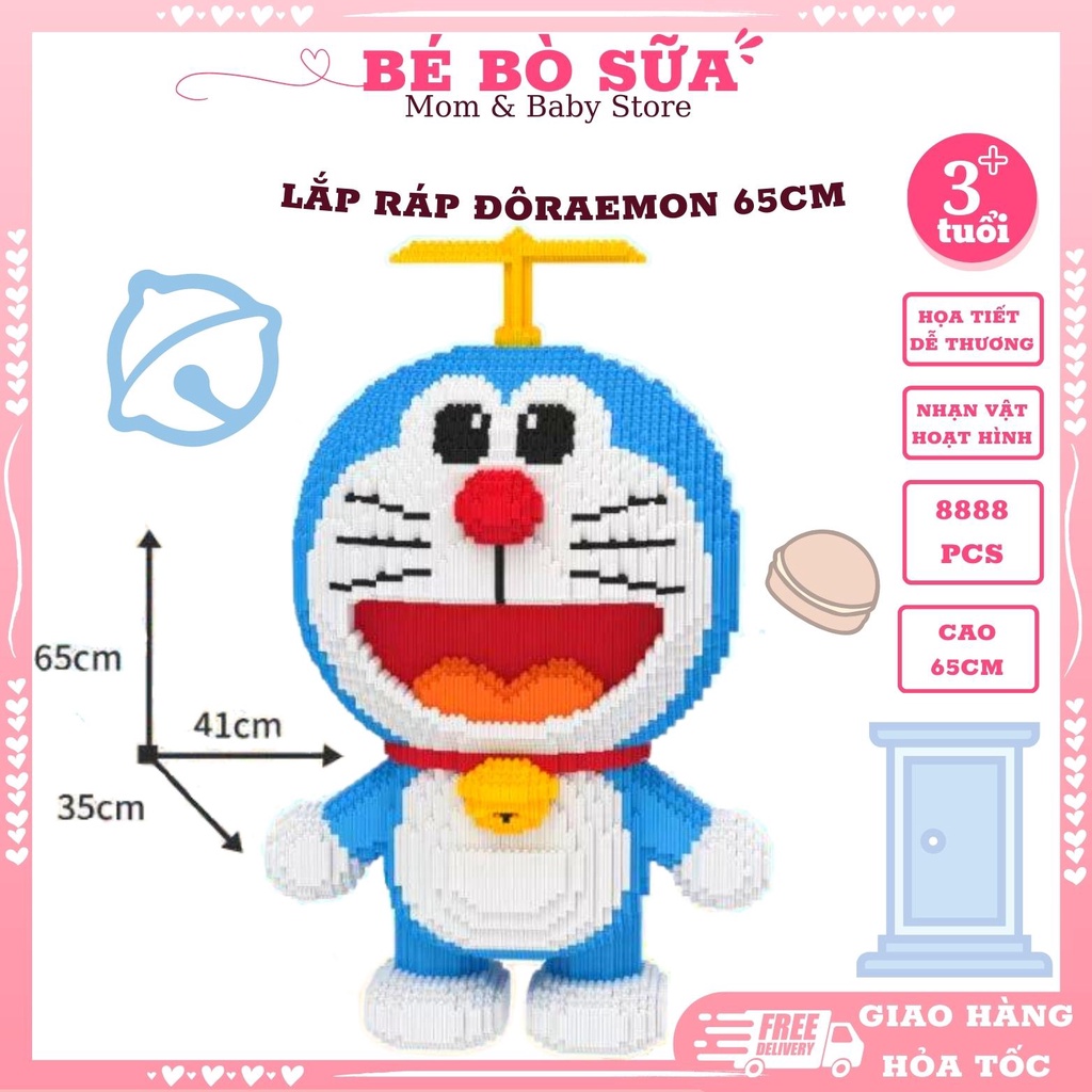 Lắp Ráp Mô Hình Le Go 3D Nhân Vậy Hoạt Hình Doremon Cỡ Lớn 30cm Trưng Bày Trang Trí – Mẫu Siêu Đẹp