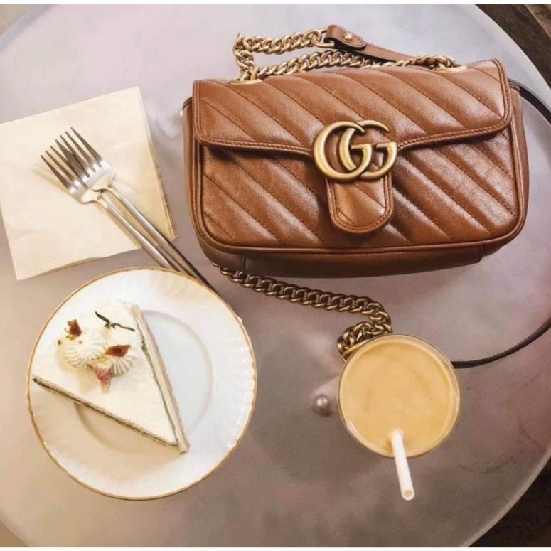 Túi Xách Gucci Marmont Nâu Size 22/26  -  By Willow.luxury