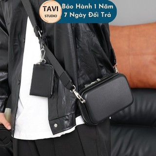 Túi Hộp Đeo Chéo Zar Cross Hai Màu Trắng Đen Kèm Ví Mini Thời Trang Unisex Nam Nữ Tavi Studio