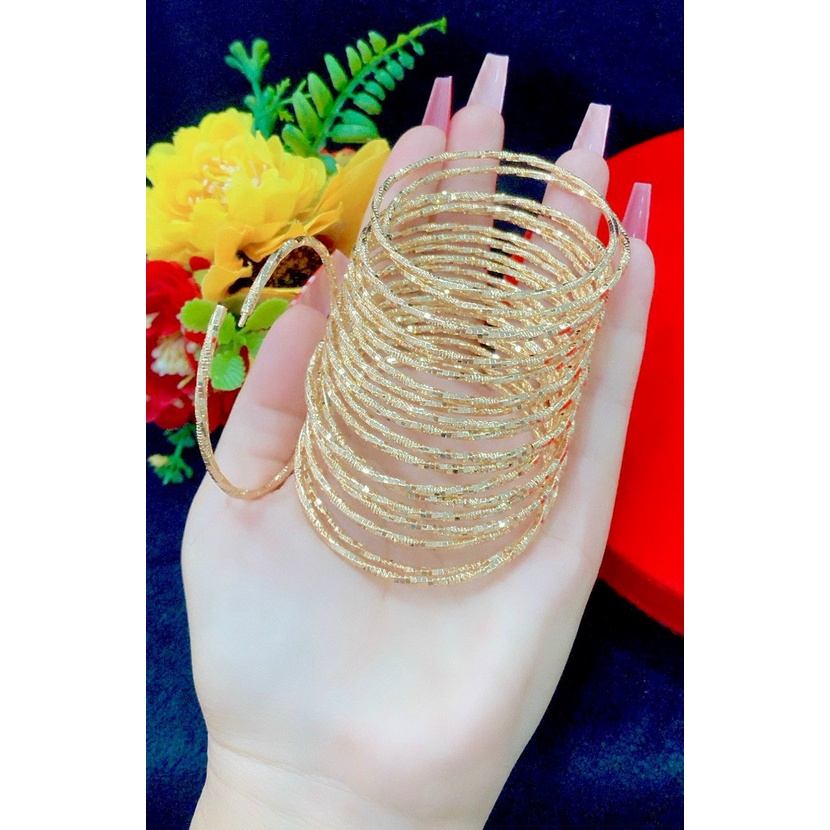 Bộ Vòng xi men nữ mạ vàng chạm khắc X01070323