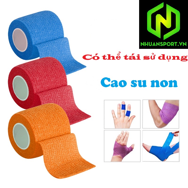 Băng keo thể thao cao su non quấn cổ chân tay bóng đá bóng chuyền băng keo bó gối gót cố định bảo vệ tay chân bản 5cm