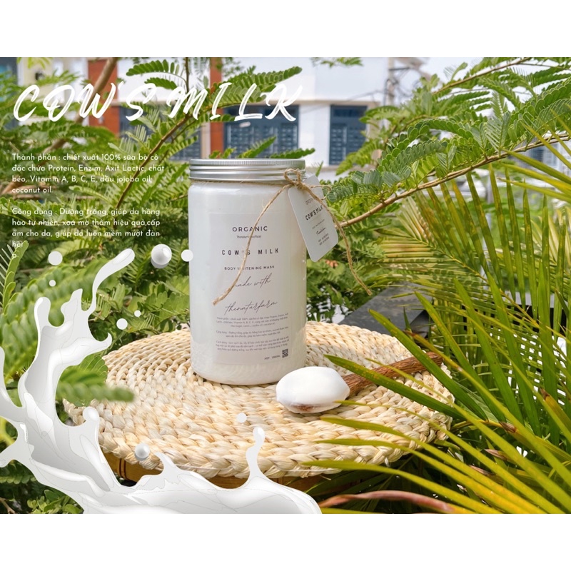 [ 1000ML ] Mặt nạ sữa bò ủ trắng cô đặc Cow's Milk cao cấp naturfarm dưỡng trắng cho mặt và body