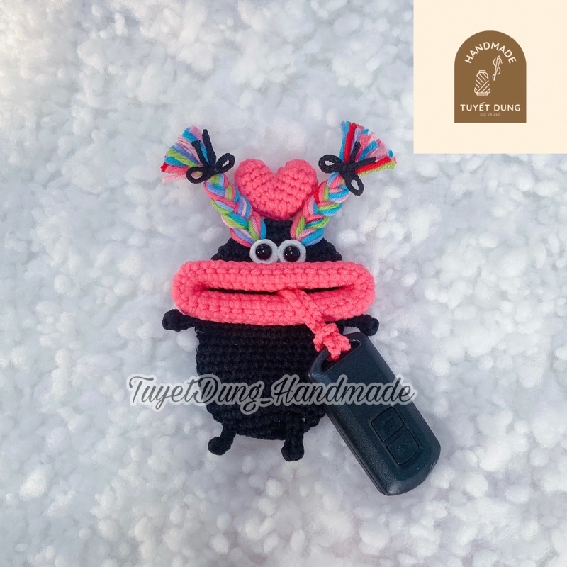 Túi đựng chìa khoá Smartkey đa năng tiện dụng Hình Quái vật Miệng Rộng bằng Len Handmade