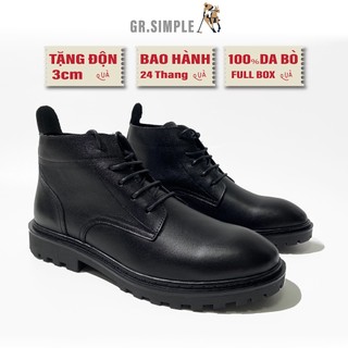  Giày Bốt nam Da Bò bảo hành 6 Tháng phom boot Tăng Chiều cao chính hãng Grayhomme   GRSIMPLE - 005  