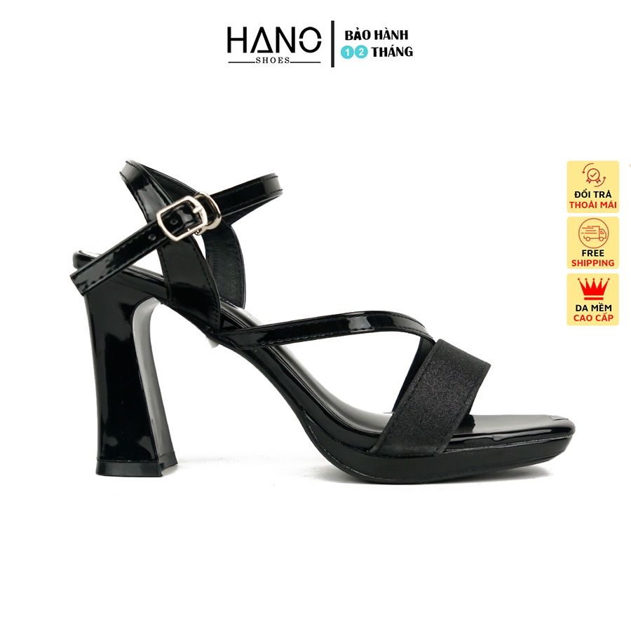 Sandal Cao Gót Nữ 9p,9cm Đế đúp Quai Ngang Kim Tuyến Đẹp da bóng Cao Cấp Suvn VNXK8257