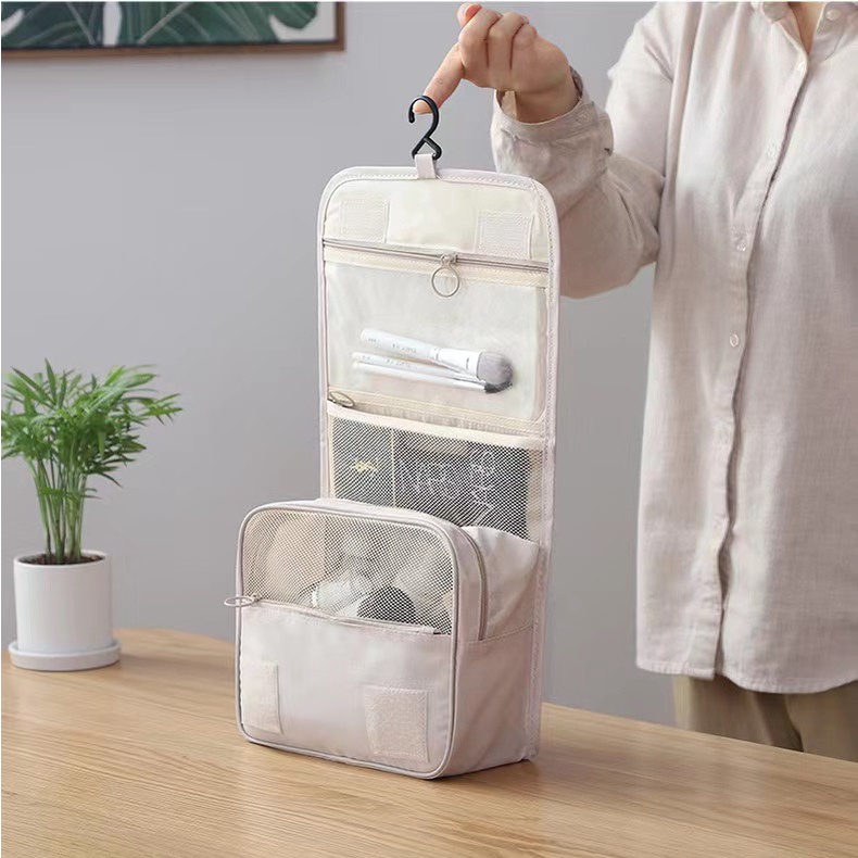 Túi Đựng Mỹ Phẩm Đồ Trang Điểm Nhiều Ngăn Da Pu Có Móc Treo 601 Cao Cấp Chống Thấm Nước - Hazo