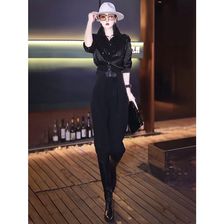 Bộ Đồ Thời Trang Xuân Hè Cao Cấp Dáng Ôm In Họa Tiết Da Báo Kiểu Hồng Kông Cho Nữ