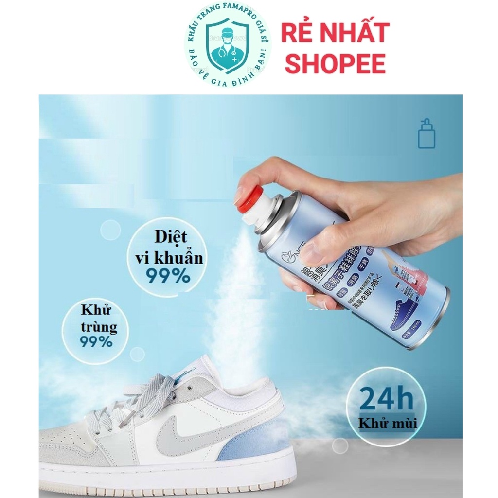 Chai xịt Khử mùi giày Nano Bạc Nhật Bản, bình xịt khử mùi giày, chống hôi chân
