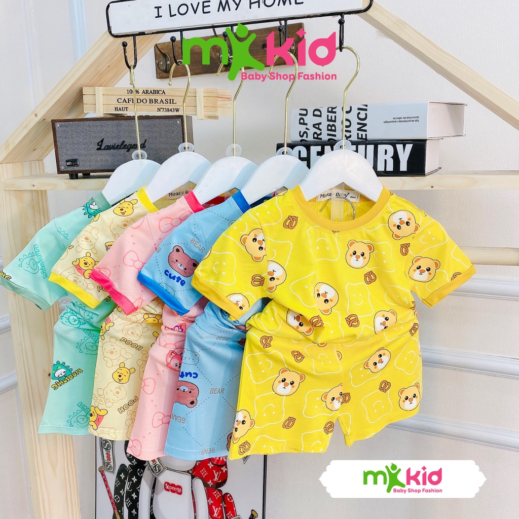 Quần áo trẻ em MK KID cho bé trai bé gái từ 6-18kg💖Bộ cộc tay hoạt hình kute thun lạnh cao cấp co giãn 4 chiều