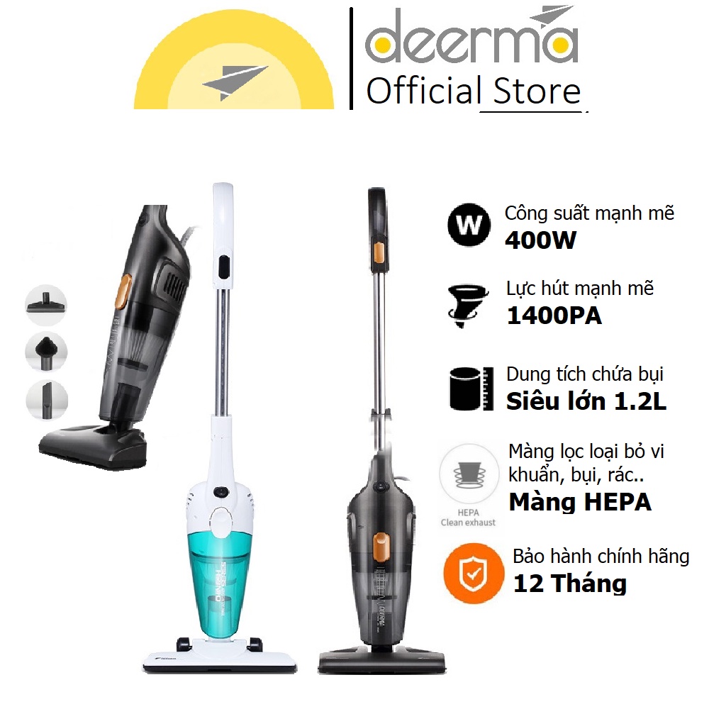 Máy hút bụi cầm tay Deerma Lực Hút Mạnh 12000 Pa, Công suất 400W, 3 in1 đa năng Vacuum Cleaner