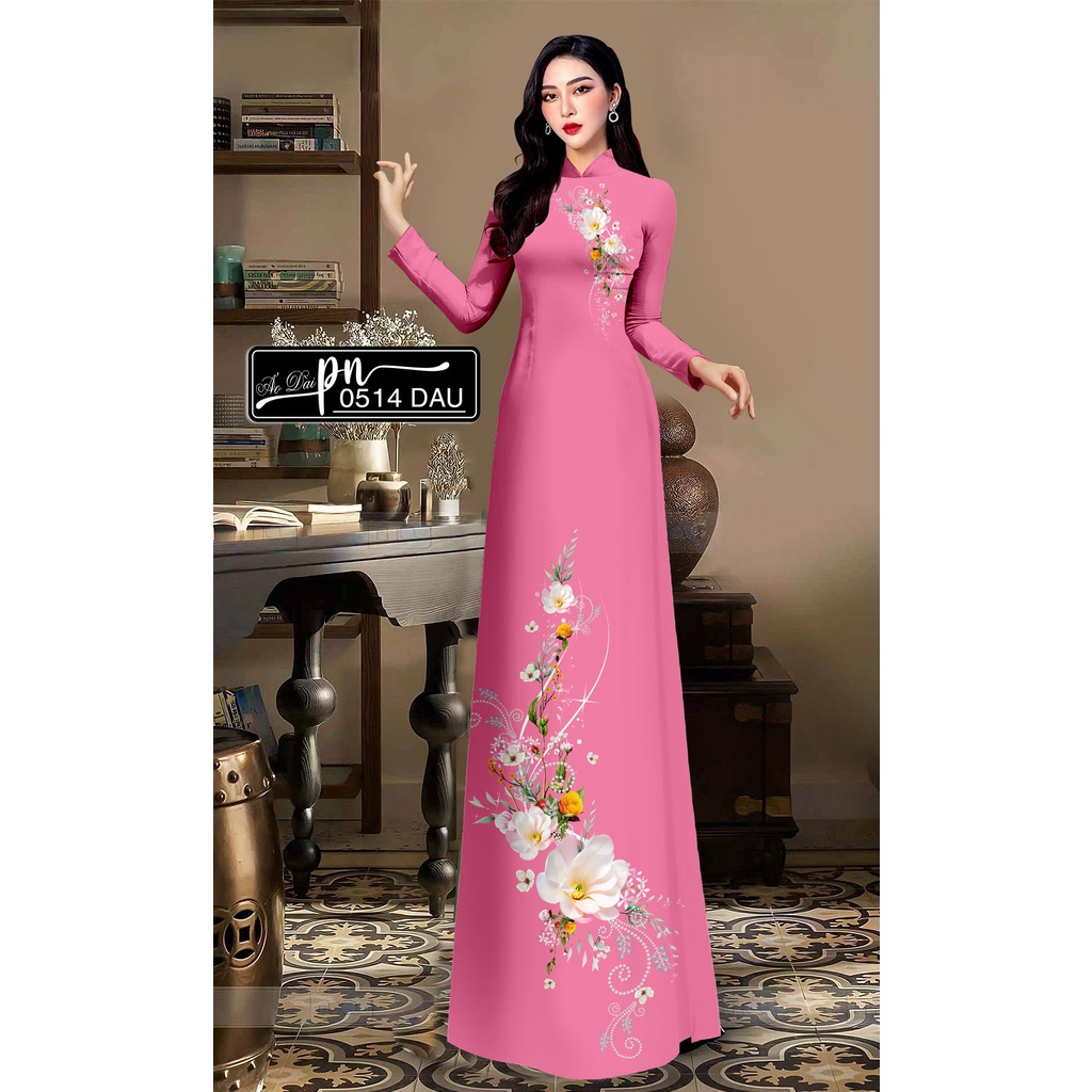 Vải áo dài - lụa BA - in 3D - họa tiết hoa - xinh xắn