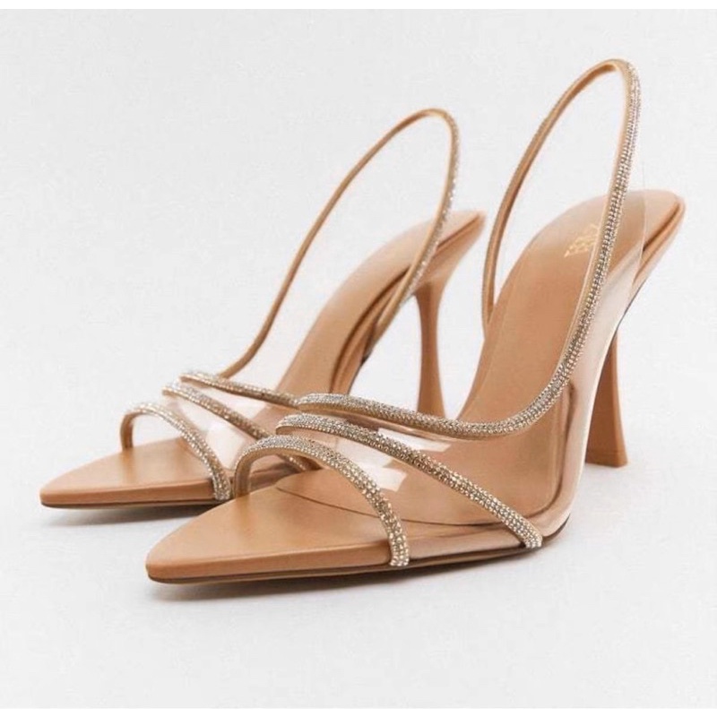 ORDER 🍐 ZR giày cao gót quai trong viền đá nhọn