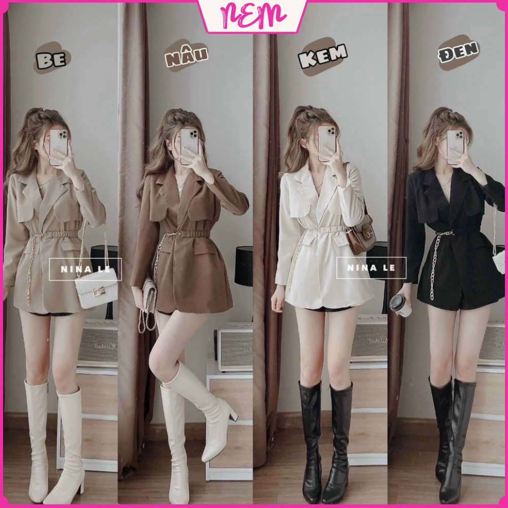 Áo vest nữ blazer - Áo Mangto nữ dáng ngắn kèm đai lưng xích bo eo tôn dáng vừa thanh lịch NEM Store102