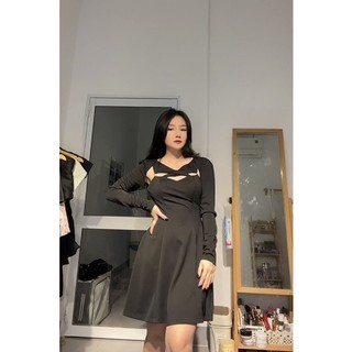 Đ70- Đầm tay dài cách điệu