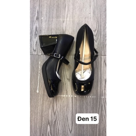 Giày Marryy Jane bóng quai ngang gót trụ 7cm,7p