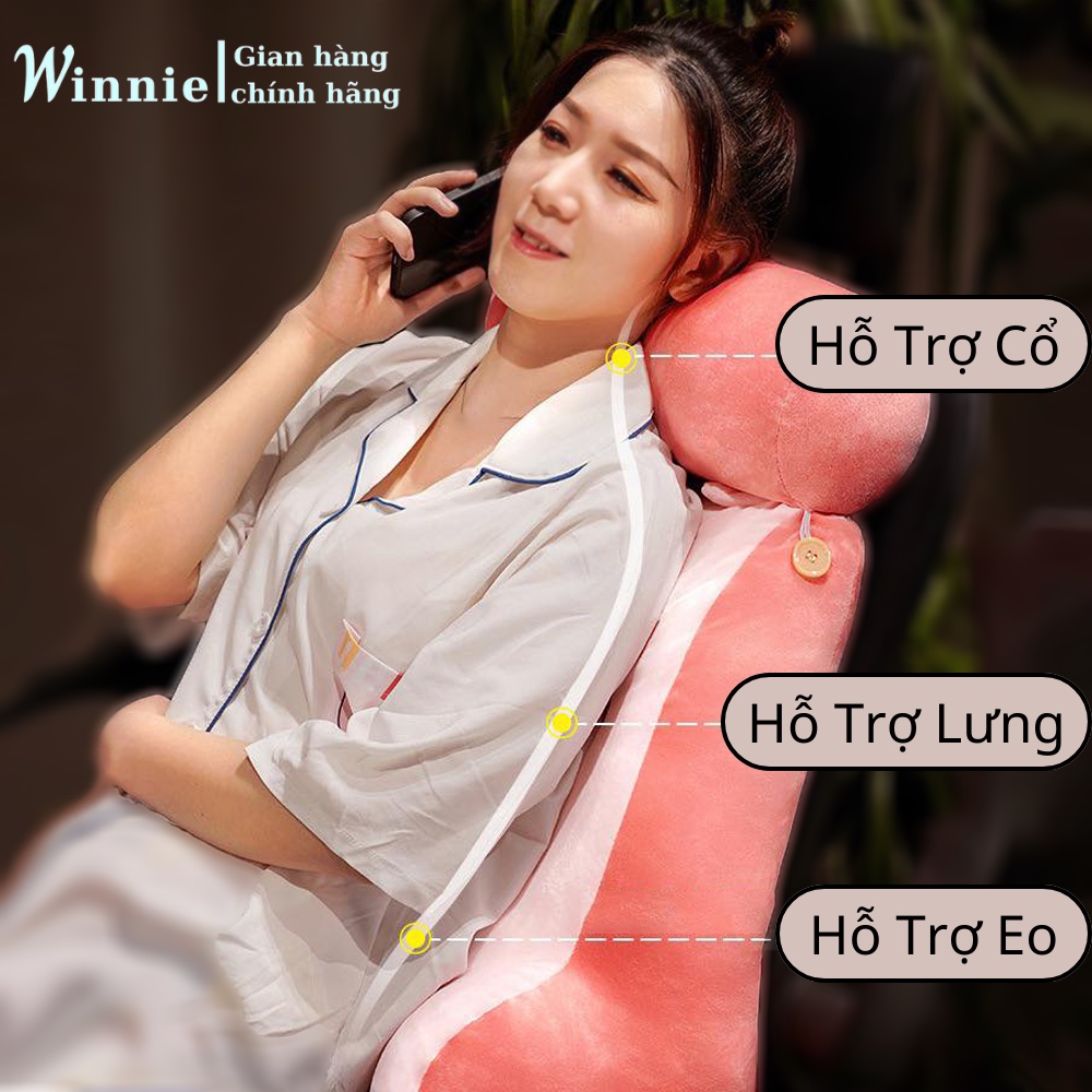 Gối tựa lưng đầu giường, gối dựa sofa hình thú dễ thương Winnie chống đau lưng- Kích thước 50x45x20cm