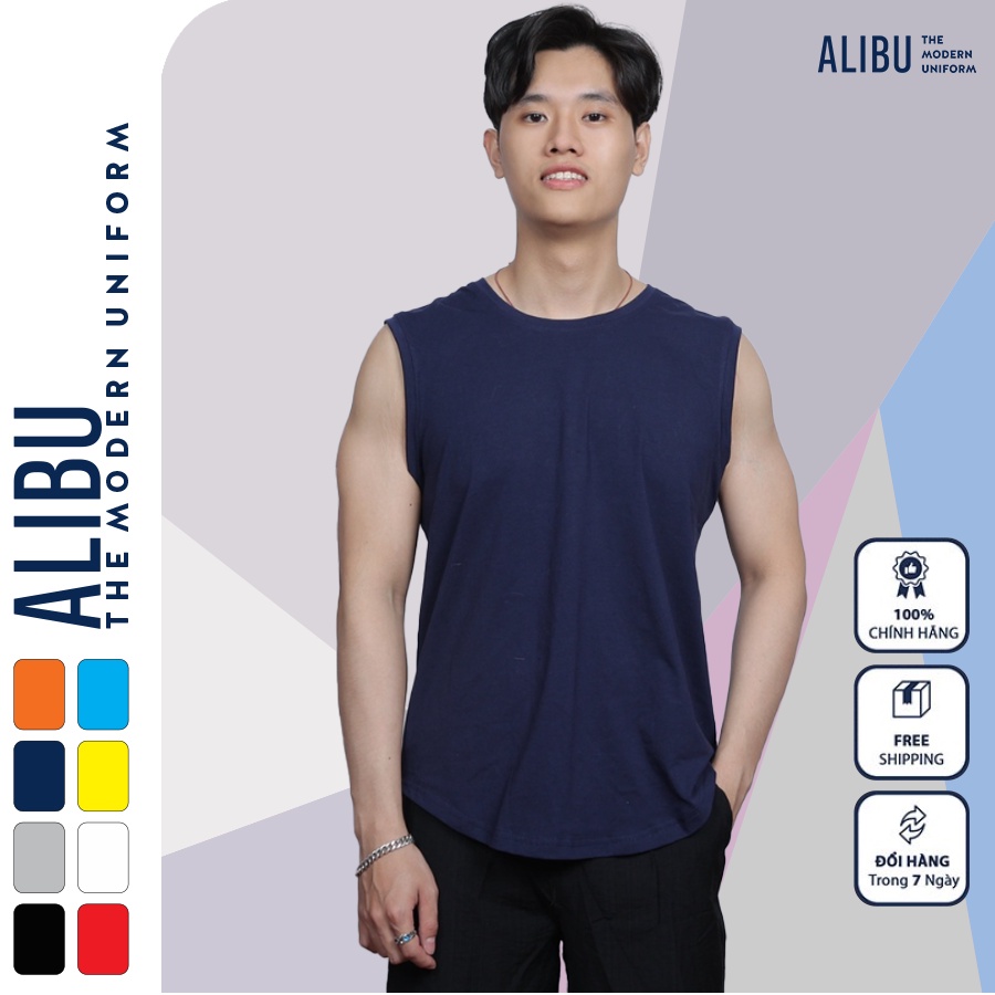 Áo thun nam ba lỗ cotton 85%, phong cách hàn kiểu dáng thể thao tanktop  co giãn 4 chiều -  ALIBU