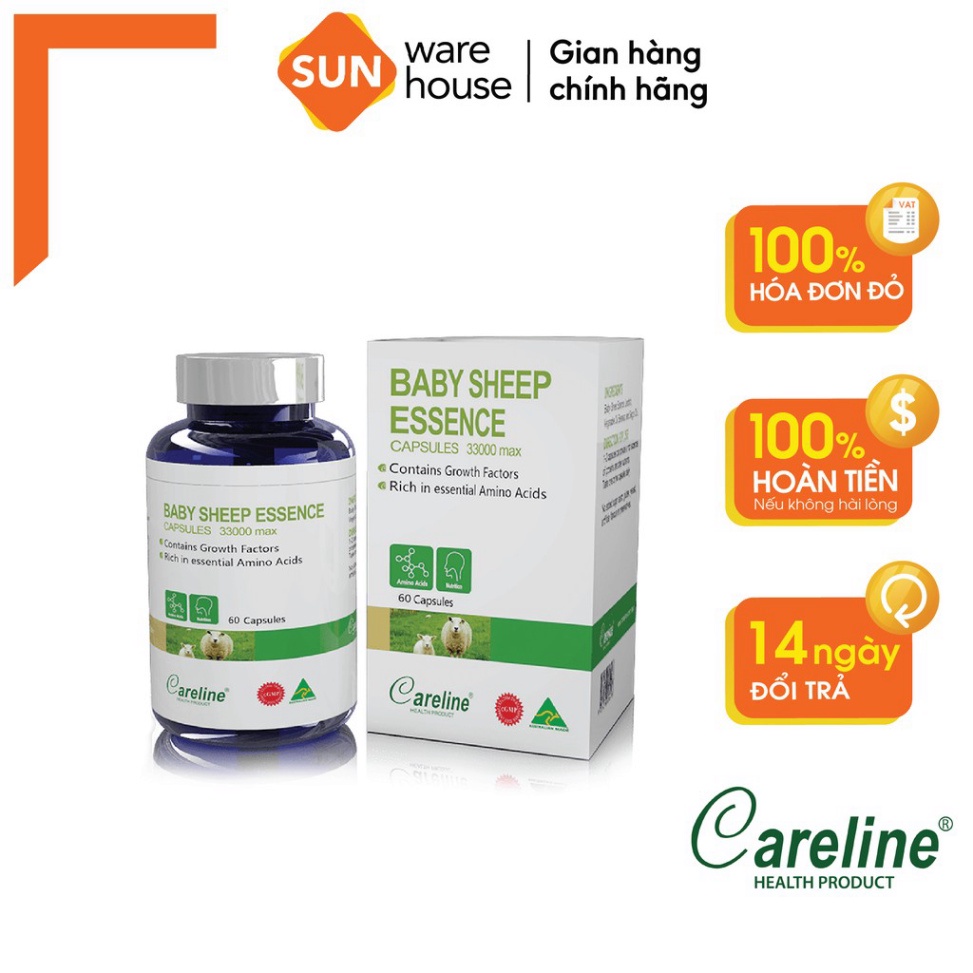 Chính hãng Viên Uống Nhau Thai Cừu CARELINE Baby Sheep Essence Tăng Cường Sắc Đẹp, Nâng Cao Sức Khoẻ 60 Viên