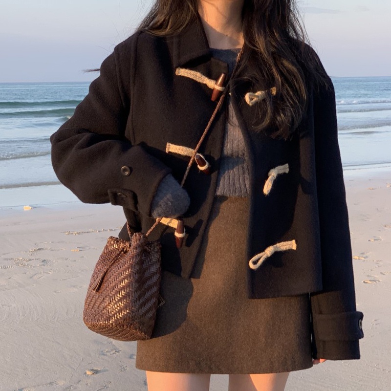 Áo Khoác Nút Sừng Phong Cách Nữ Sinh Hàn Quốc