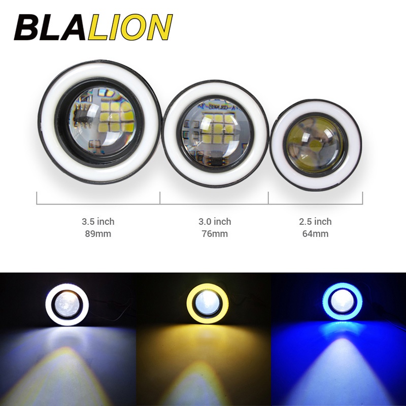 BLALION Set 2 đèn LED sương mù 12V COB DRL dành cho xe hơi/ xe máy tiện dụng