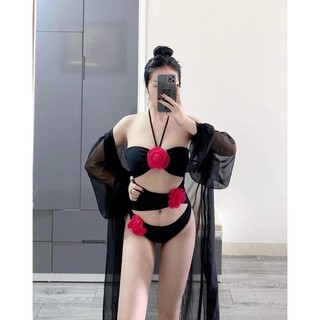 set liền đính hoa 2 màu đen và trắng