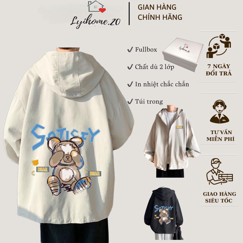 Áo khoác dù nam nữ form rộng tay dài Lyihome in hình cực chất, dù 2 lớp dày dặn form chuẩn hàng loại 1