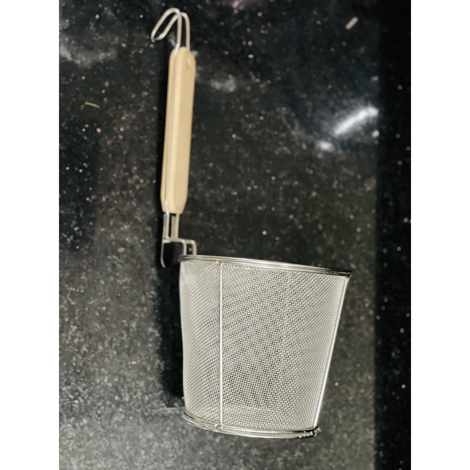 Vợt hủ túi lưới INOX - Đường kính lưới 13,5cm, cán gỗ dài 21cm