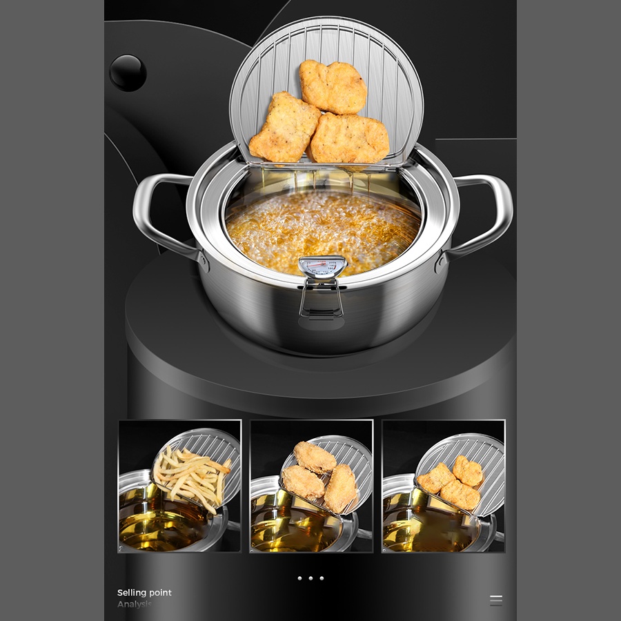 Nồi chiên nhúng đa năng bằng inox KACHEEG cao cấp